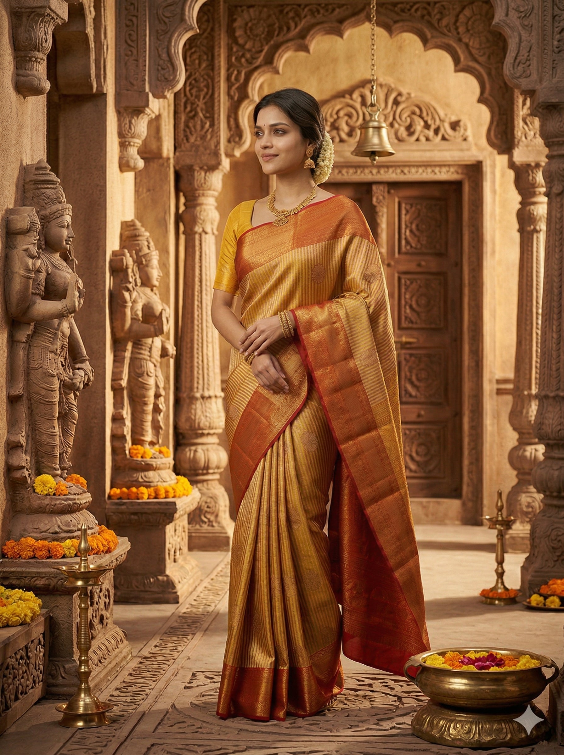 Kanjivaram Silk Red Heavy Zari Woven Brocade Saree