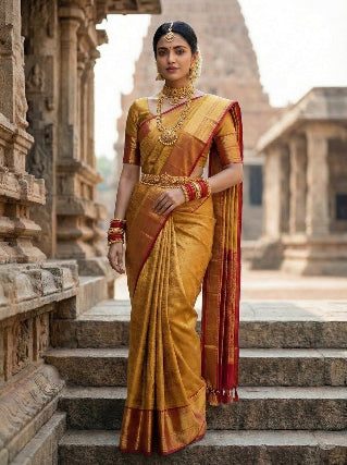 Kanjivaram Check With Printed Geometric Red Boarder Saree