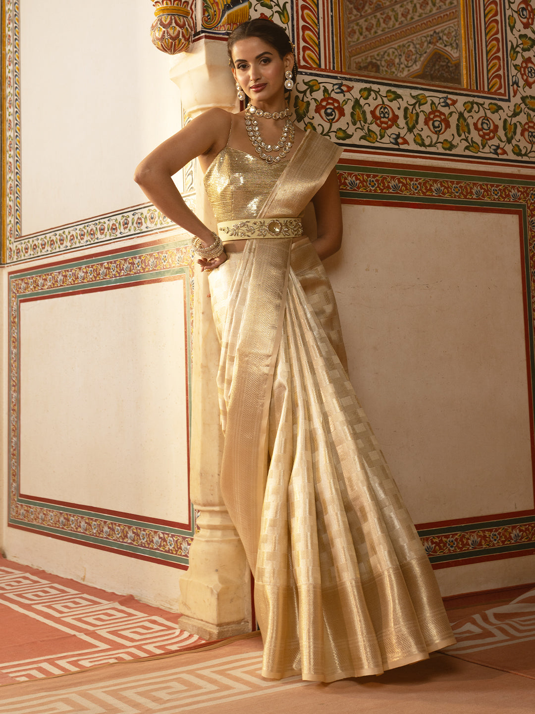 Pure Silk Golden Saree with Elegant Finish – Perfect Wedding & Festive Wear